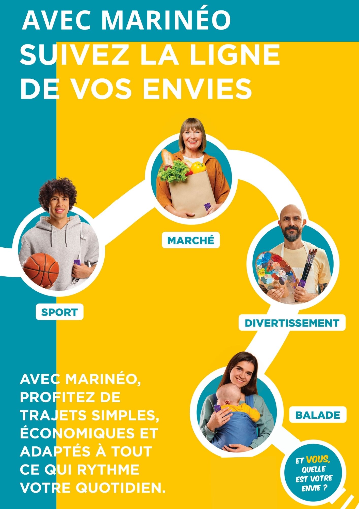 Avec Marinéo, suivez la ligne de vos envies. Pour aller au sport, au marché, en balade ...